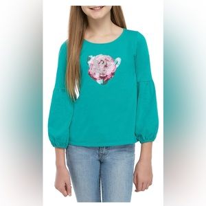 Crown & Ivy | Girls 7-16 Gathered Long Sleeve Top | Size S
